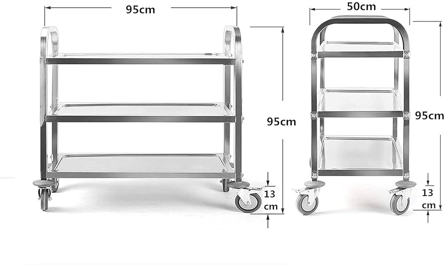 ステンレス製 ワゴンカート 3段 85×45×90cm 業務用キャスター付 台車 ONE STEP キッチンワゴン 業務用 キャスター付き 大きめ